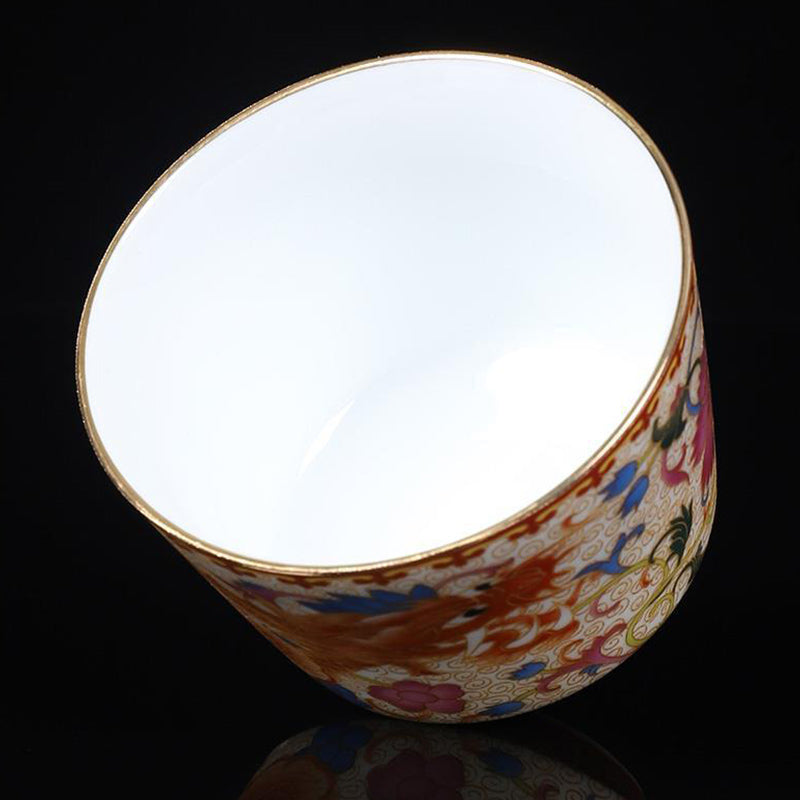 Tazas de té de cerámica de Kung Fu con Buddha Stones , 2 uds., Dragón Fénix