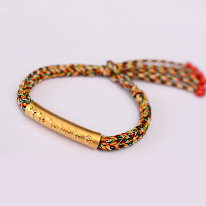 Pulsera de hilo de protección Om Mani Padme Hum de plata de ley 999 con Buddha Stones - Plata de ley 999 bañada en oro - Colorido (tamaño de la pulsera 16+4,5 cm) - image 21