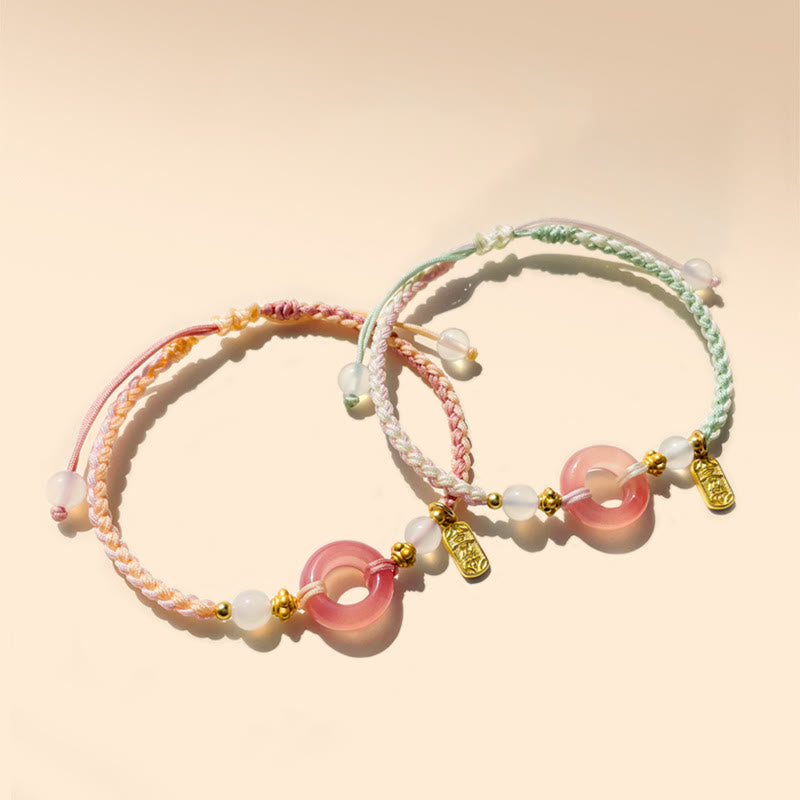 Pulsera trenzada hecha a mano con hebilla de la paz y ágata de la paz y la alegría de las Buddha Stones