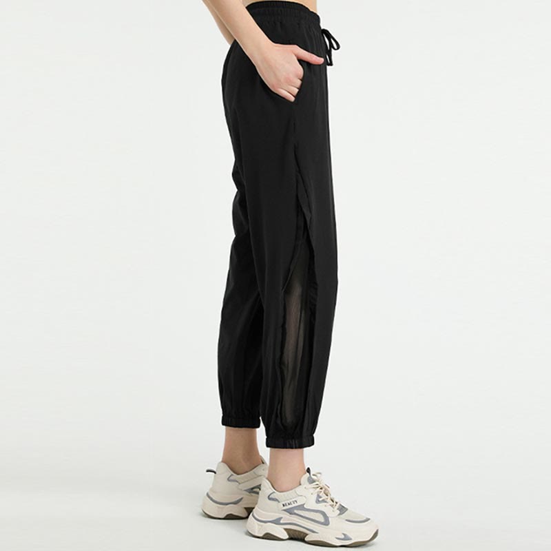 Pantalones deportivos de yoga sueltos de cintura alta con Buddha Stones y bolsillos