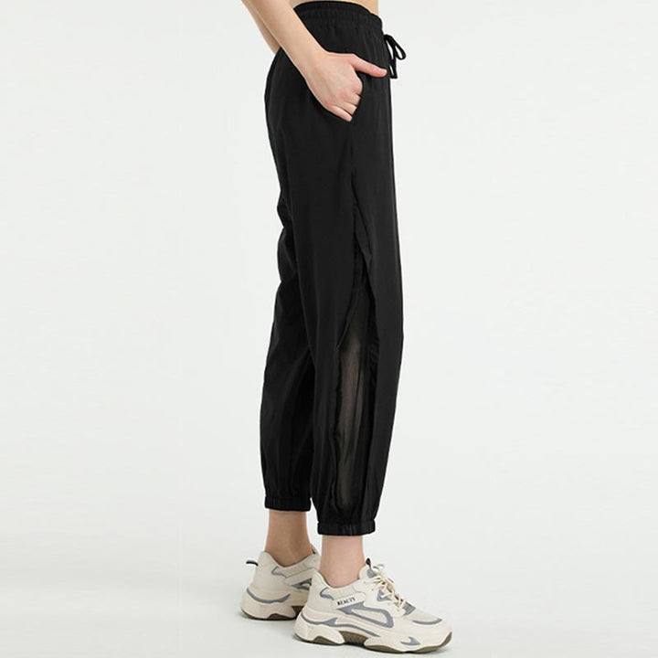 Pantalones deportivos de yoga sueltos de cintura alta con Buddha Stones y bolsillos