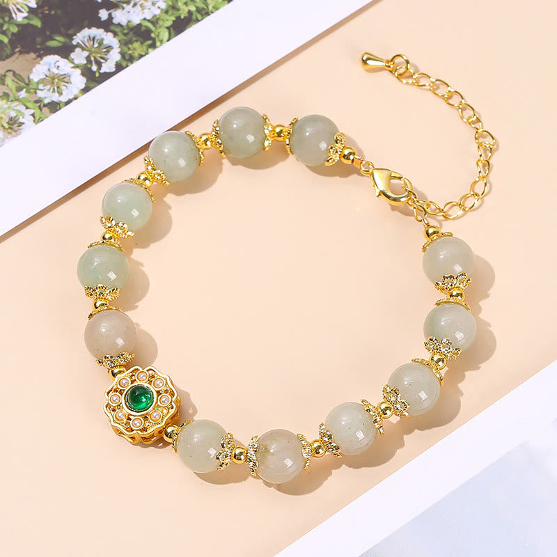 Pulsera de cadena con cuentas de prosperidad de jade natural con Buddha Stones