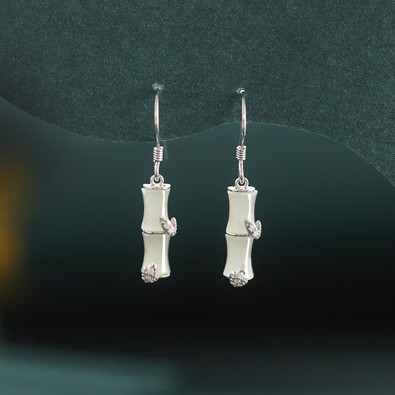 Pendientes colgantes de la suerte de bambú de ágata roja, ojo de gato, crisoberilo, Jade hetiano de plata de ley 925 - image 8