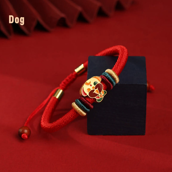 Pulsera roja trenzada de la suerte del zodíaco chino, hecha a mano, de Plata de Ley 925 con Buddha Stones , Año del Dragón - Perro (circunferencia de muñeca 14-19 cm) - image 19