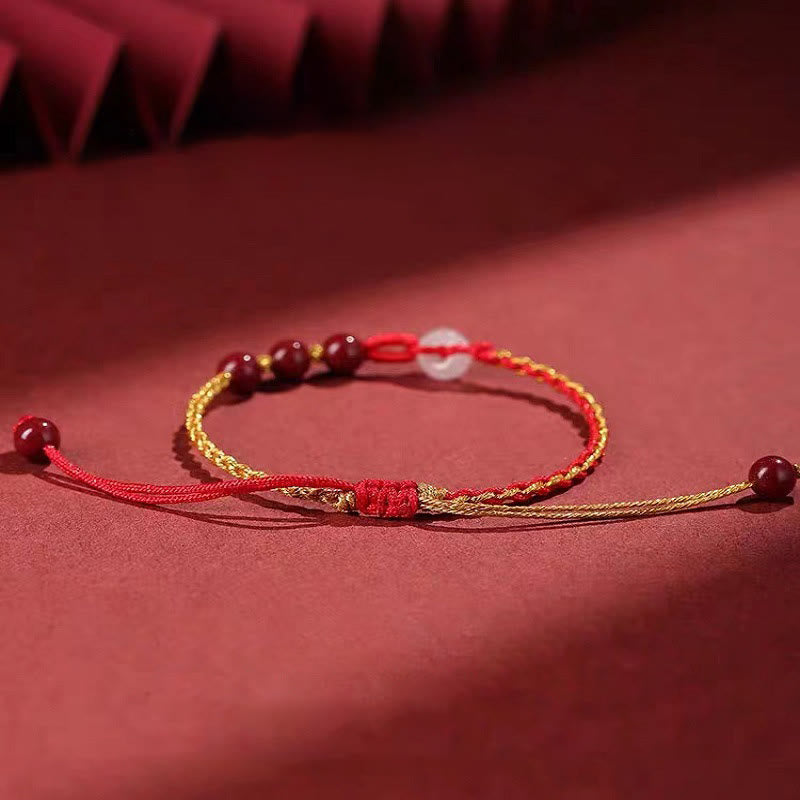 Pulsera de bendición con hebilla de paz de jade cinabrio natural con Buddha Stones