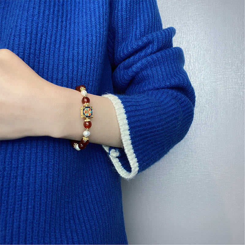 Pulsera Autoaceptación Confianza Perla Ágata Roja Buddha Stones