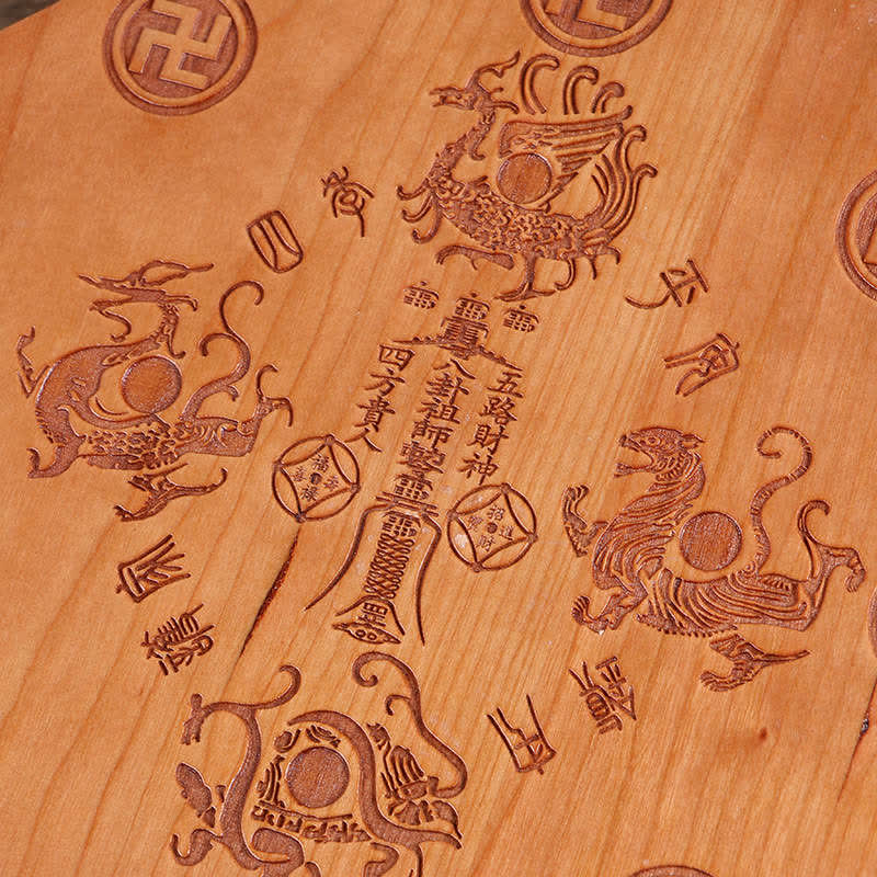 Feng Shui Bagua Mapa Madera de Durazno Monedas de Cinco Emperadores Equilibrio de Nudos Chinos Espejo de Mapa de Energía - image 6