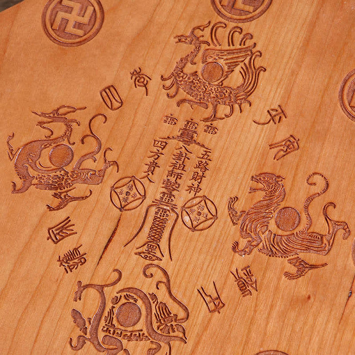 Feng Shui Bagua Mapa Madera de Durazno Monedas de Cinco Emperadores Equilibrio de Nudos Chinos Espejo de Mapa de Energía - image 6