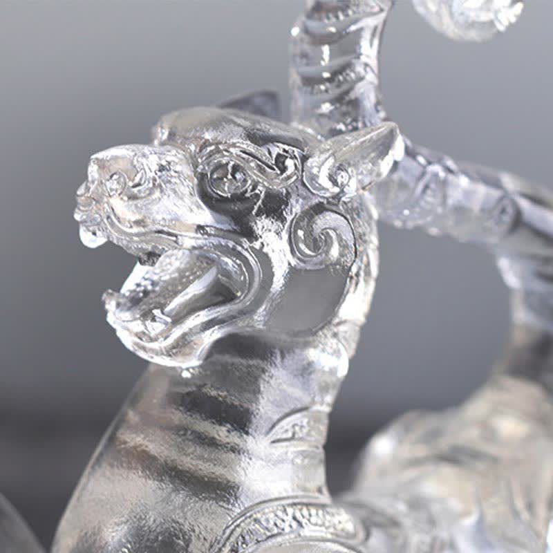 Buddha Stones Feng Shui, cuatro símbolos, dragón azul, pieza de arte de cristal Liuli hecha a mano, decoración para el hogar y la Oficina - image 6