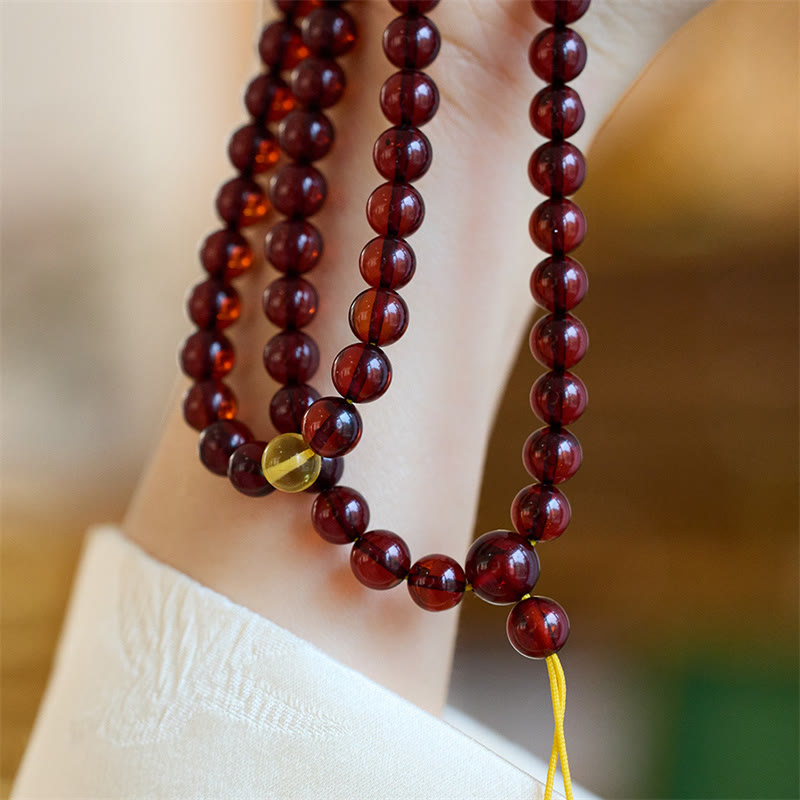 Pulsera de ansiedad transparente con 108 cuentas de Mala naturales de Buddha Stones