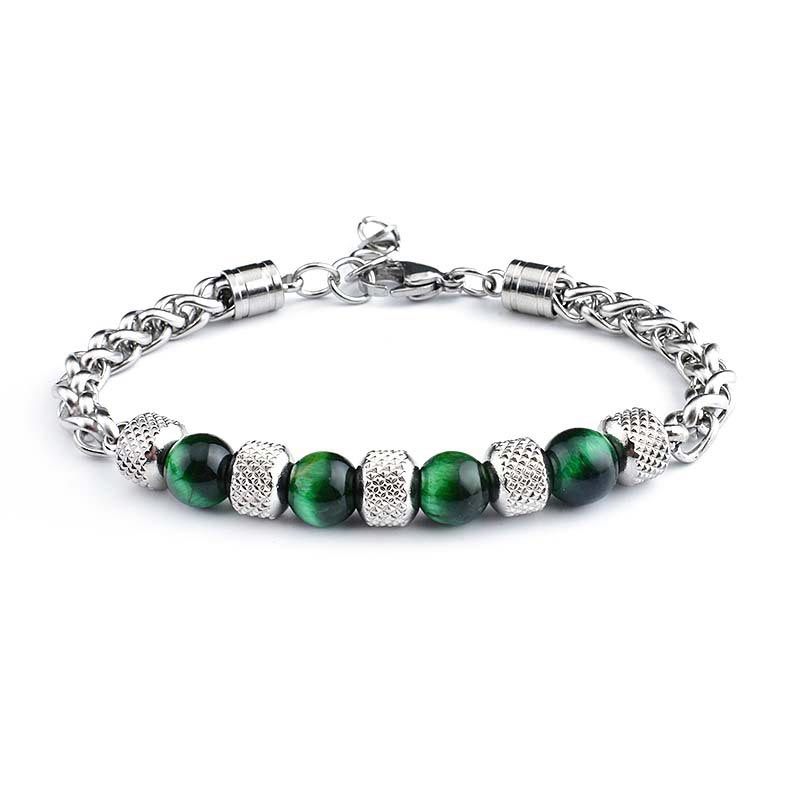 Pulsera de coraje con cuentas de ojo de tigre de ónix negro y Buddha Stones