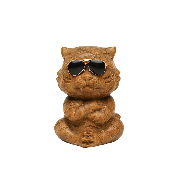 Buddha Stones pequeñas, decoraciones de escritorio positivas grabadas con tigre de sándalo verde - image 10
