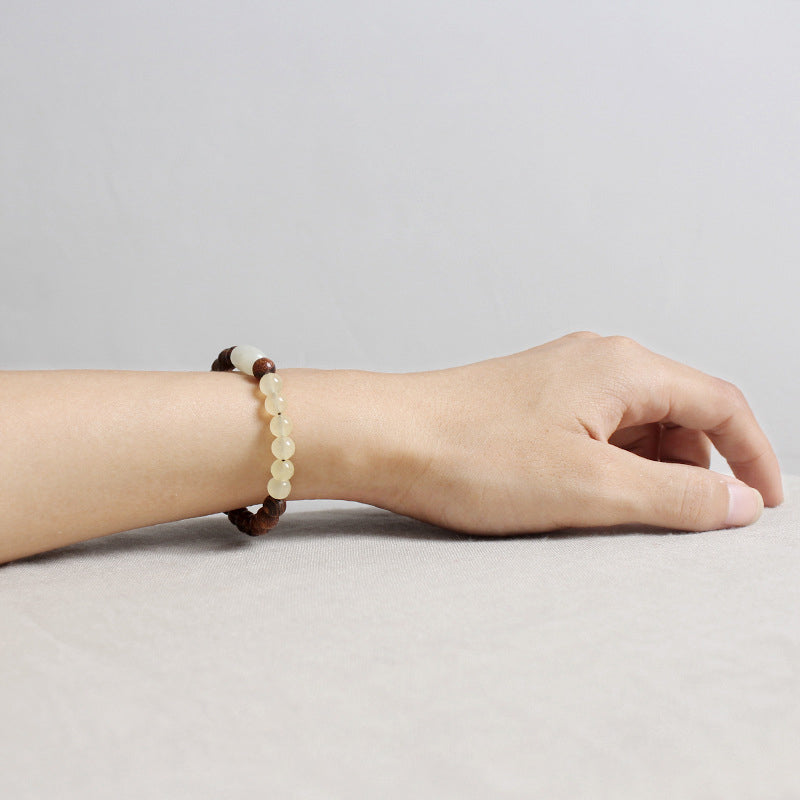 Pulsera de la abundancia de la suerte de sándalo de jade con Buddha Stones