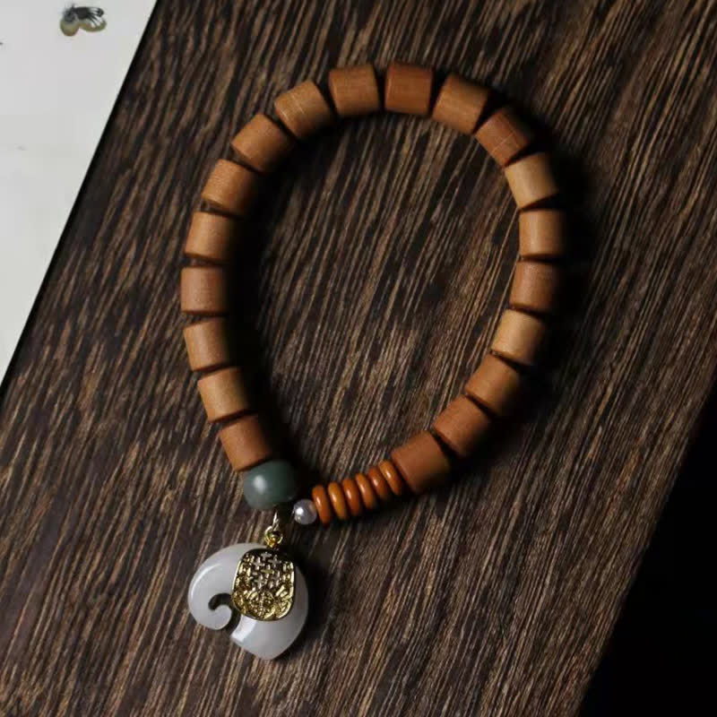 Pulsera de protección de elefante de jade de sándalo
