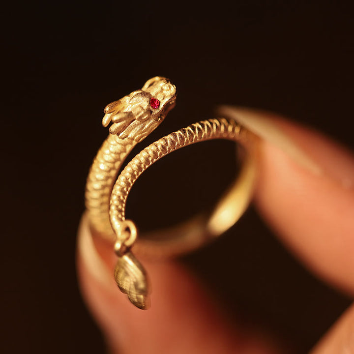 Anillo ajustable de plata de ley 925 con Buddha Stones , diseño vintage del Año del Dragón, protección de la suerte - image 4