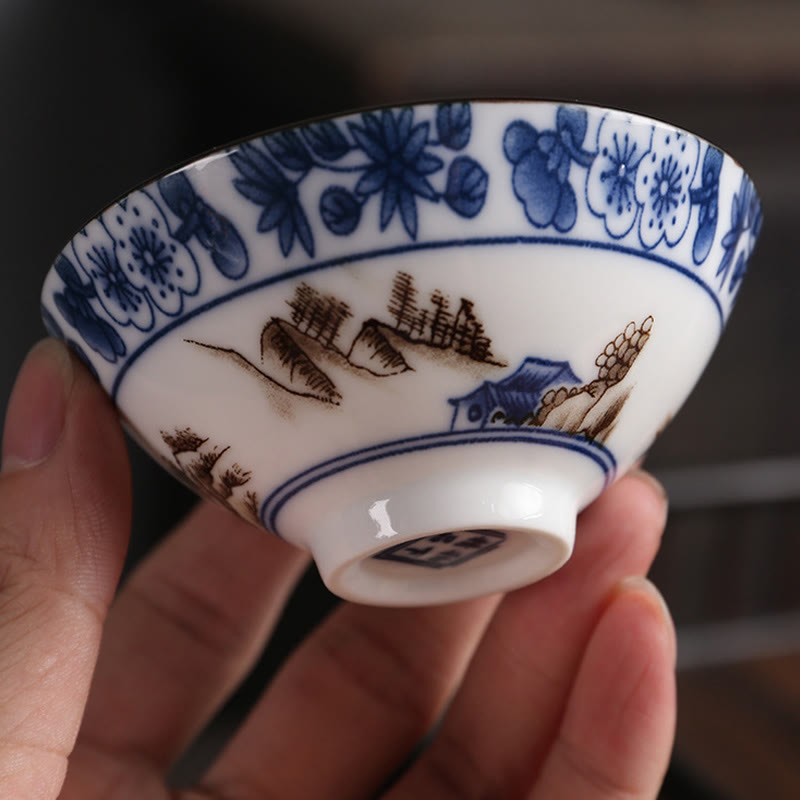 Taza de té de Buddha Stones, flores, carácter Fu, montañas, loto, flores de cerezo, taza de té de Kung Fu