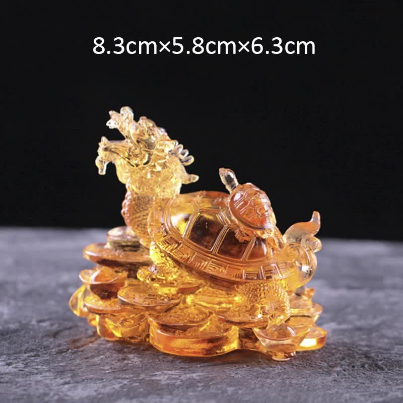 Buddha Stones Feng Shui, monedas de tortuga dragón hechas a mano, pieza de arte de la suerte de cristal Liuli, decoración para el hogar y la Oficina - Oro - Pequeño - image 13