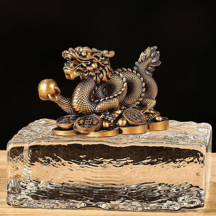Buddha Stones Feng Shui Dragón Moneda de Cobre Riqueza Éxito Suerte Decoración - Marrón - 11 cm × 6 cm × 7 cm - image 9