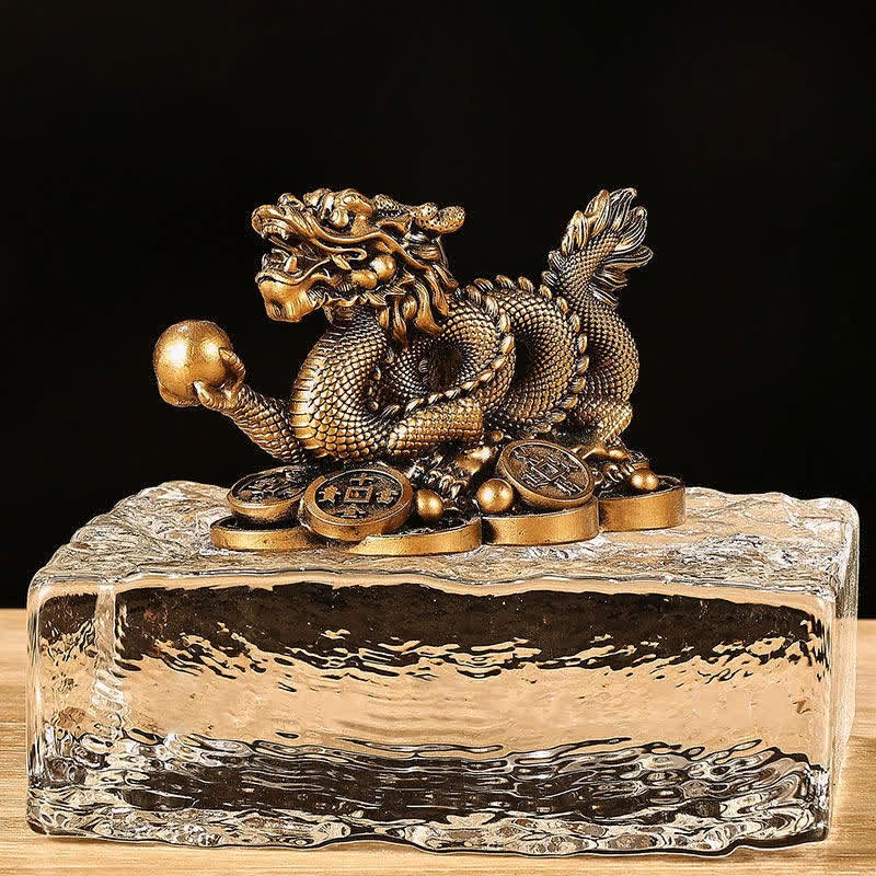 Buddha Stones Feng Shui Dragón Moneda de Cobre Riqueza Éxito Suerte Decoración - Marrón - 11 cm x 6 cm x 7 cm - image 9
