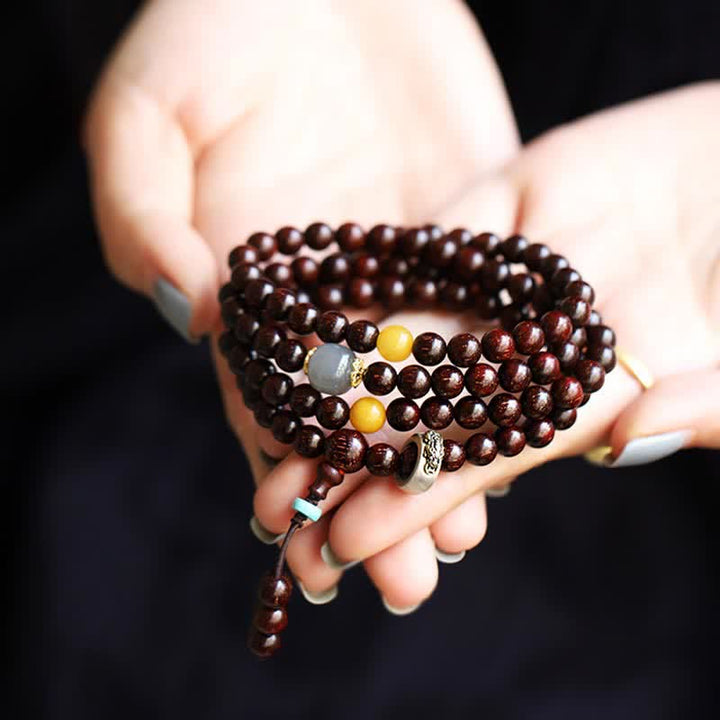 Pulsera de plata de ley 925 con Buddha Stones , hoja pequeña india, sándalo rojo, jade gris hetiano, ámbar, estrella dorada
