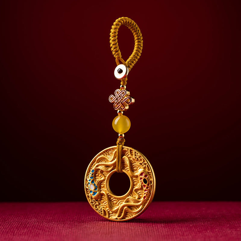 Llavero con hebilla de paz y suerte, doble pez Koi, Buddha Stones