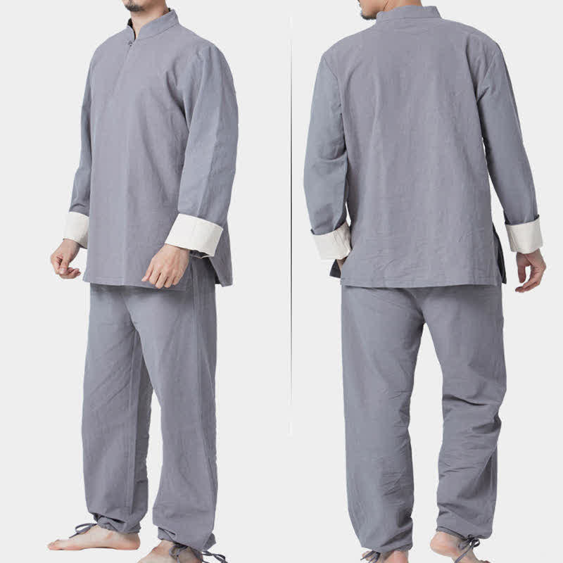 Conjunto de ropa de lino y algodón para hombre, meditación Zen espiritual, Buddha Stones, Yoga, práctica de oración