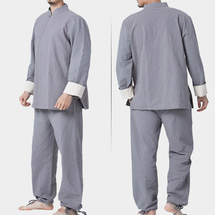 Conjunto de ropa de lino y algodón para hombre, meditación Zen espiritual, Buddha Stones, Yoga, práctica de oración