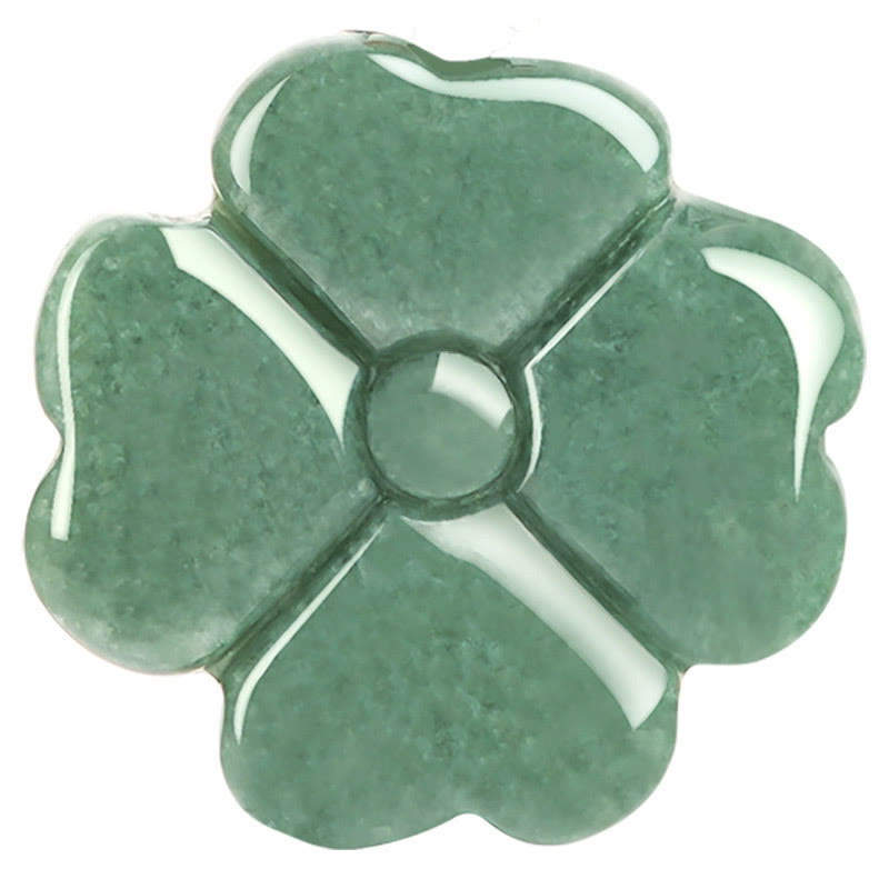 Colgante de collar de prosperidad de jade con trébol de cuatro hojas de la suerte natural con Buddha Stones