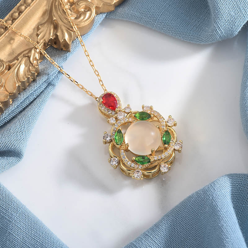 Collar de la Suerte con Cristal Rojo y Jade Cian de Buddha Stones