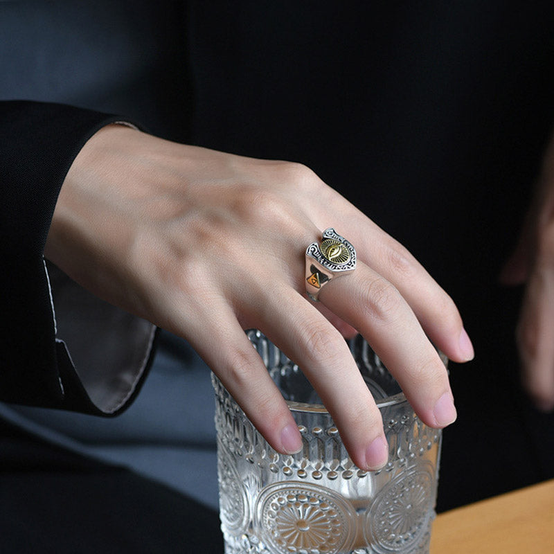 Anillo ajustable de cobre con protección curativa del Ojo de Horus