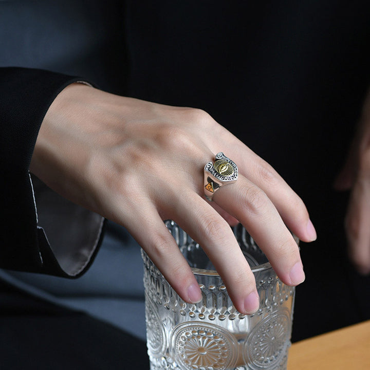 Anillo ajustable de cobre con protección curativa del Ojo de Horus