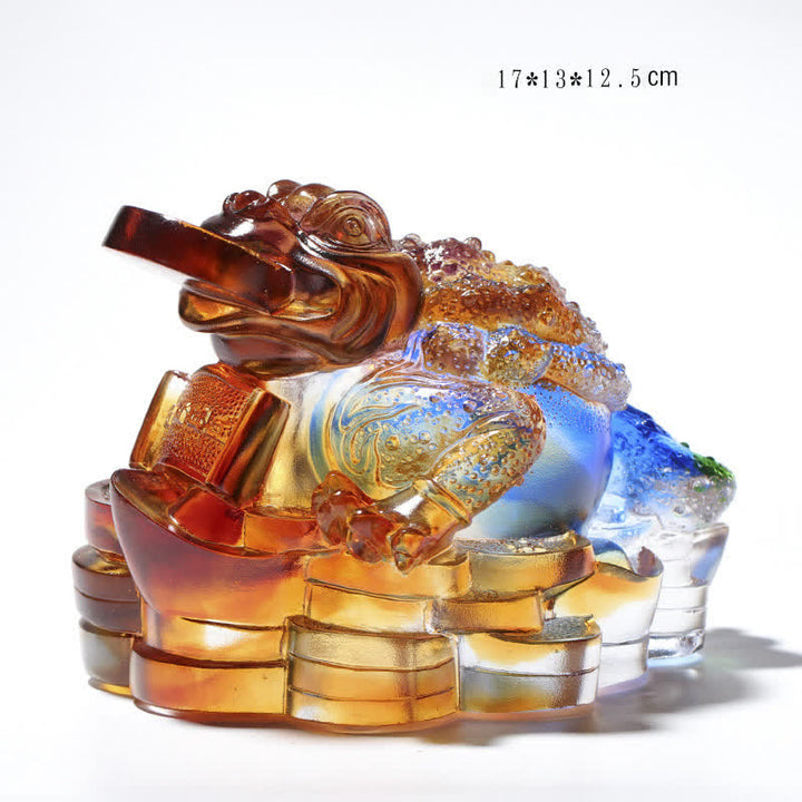 Feng Shui Rana hecha a mano Liuli Crystal Art Piece Riqueza Decoración de la Oficina del Hogar - 17*13*12,5 cm - image 8