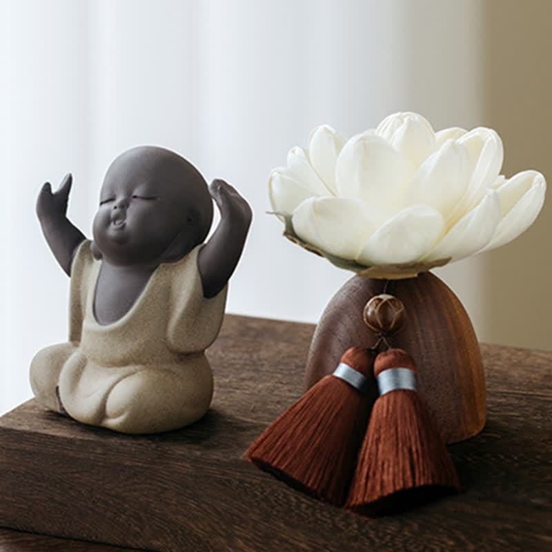 Decoraciones de cura calmante de flor de Buda de madera de melocotón negro