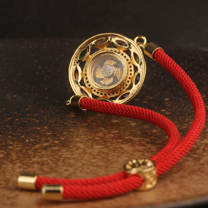 Buddha Stones colorido circón cobre riqueza suerte rotación pulsera collar colgante