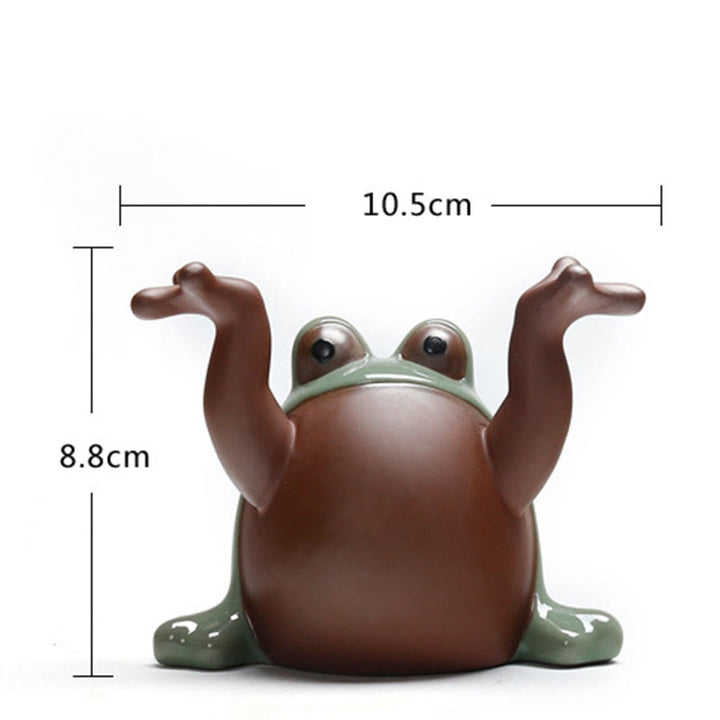 Buddha Stones FengShui, riqueza, suerte, rana bonita, té de cerámica, figura decorativa para mascota