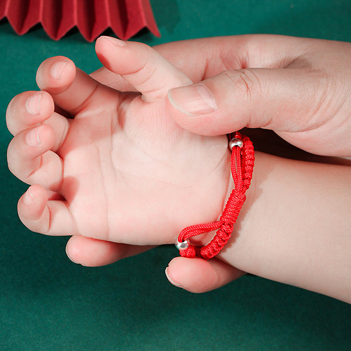 Pulsera para niños hecha a mano con cuerda roja del zodíaco chino de plata de ley 999 con Buddha Stones - image 16