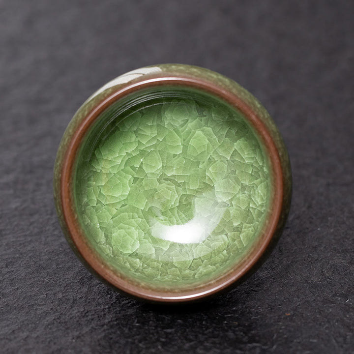 Taza de té de porcelana con diseño de grietas de hielo verde chino, Buddha Stones, cambio de horno Jianzhan, taza de té de Kung Fu