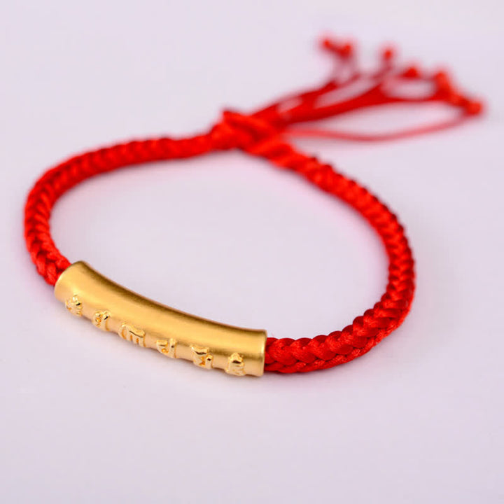 Pulsera de hilo de protección Om Mani Padme Hum de plata de ley 999 con Buddha Stones - Plata de ley 999 bañada en oro - Rojo (tamaño de la pulsera 16+4,5 cm) - image 19