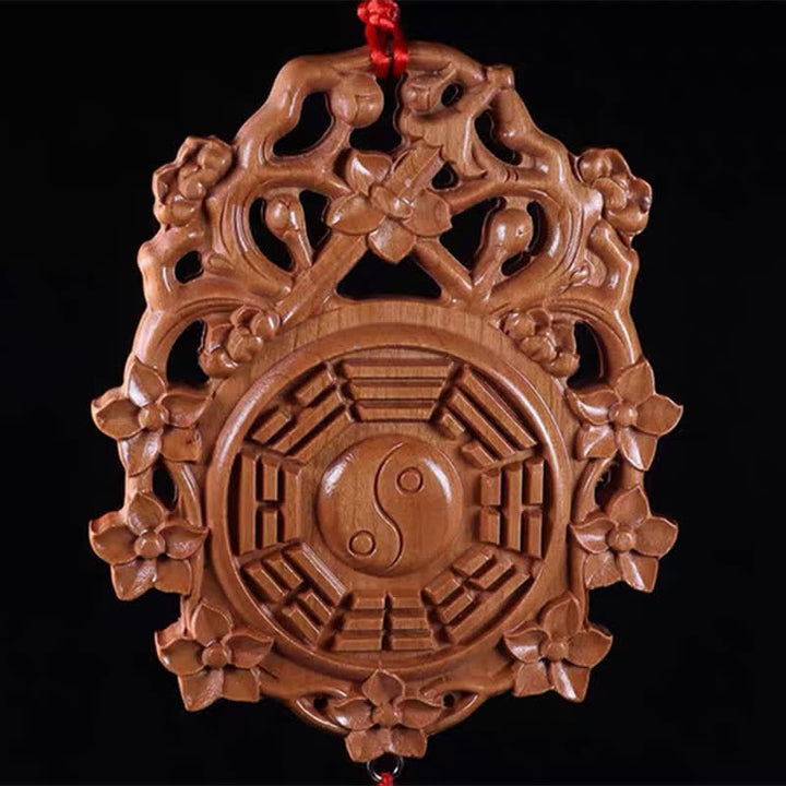 Mapa Feng Shui Bagua Madera de Durazno Mapa de Energía de Equilibrio Anudado Chino