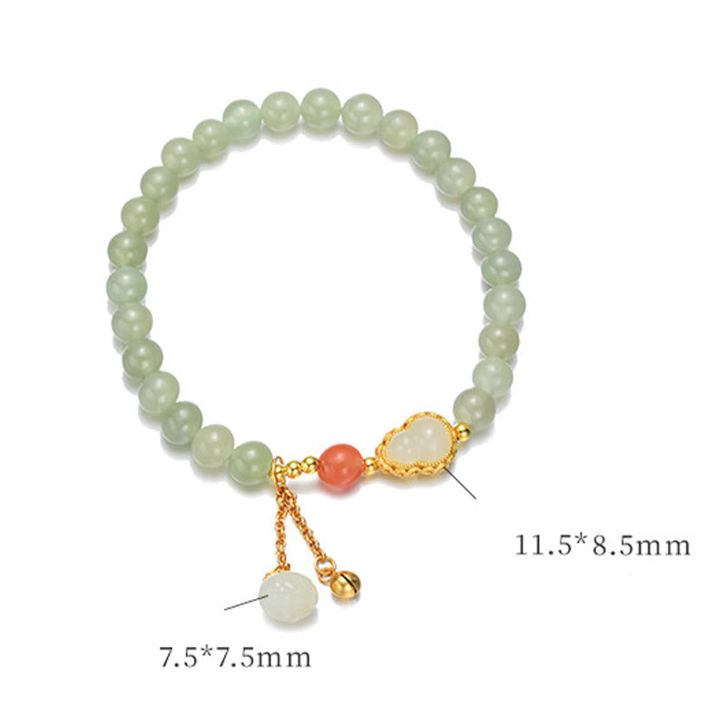 Pulsera de la suerte de la abundancia del loto de la calabaza del jade hetiano de plata de ley 925 - image 13