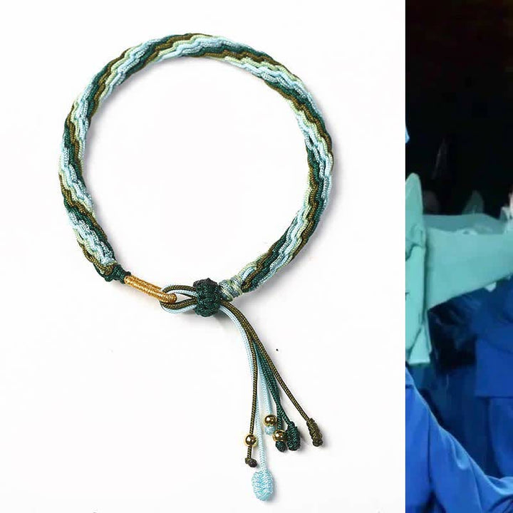 Pulsera trenzada de protección de cuerda de suerte con nudo de reencarnación
