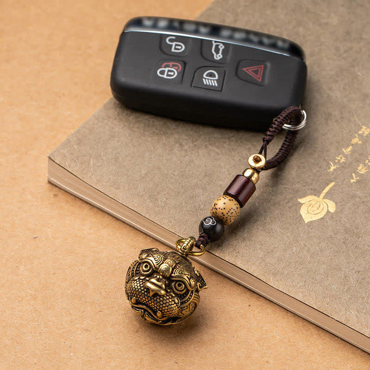 Llavero de cobre con Buddha Stones PiXiu Riqueza