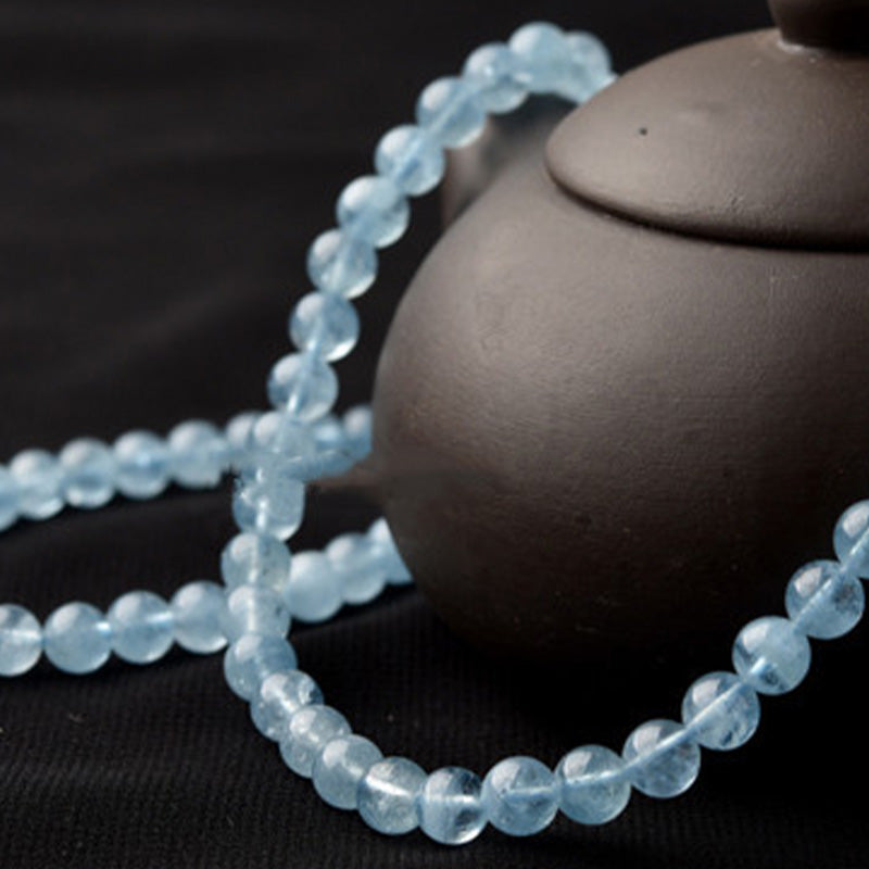 Pulsera curativa de la paz con aguamarina natural de Buddha Stones