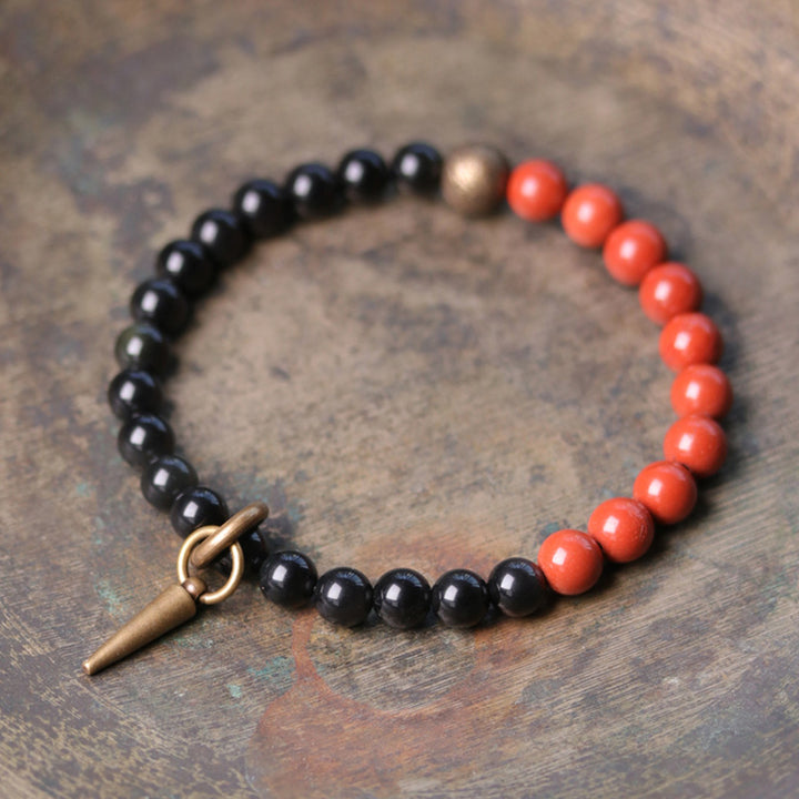 Pulsera de pareja de fuerza de cobre y cristal de sodalita obsidiana negra con Buddha Stones