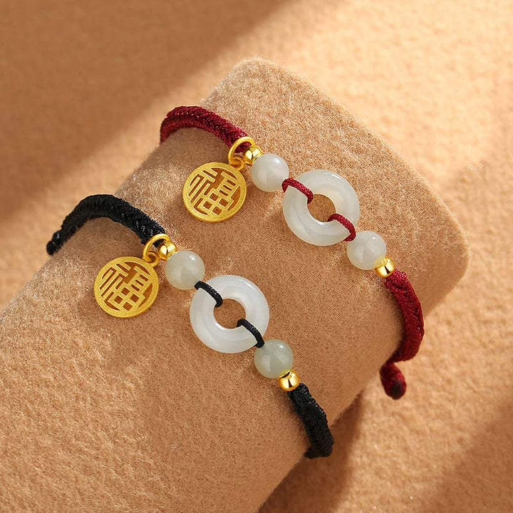 Pulsera de plata de ley 925 con Buddha Stones , jade hetiano, hebilla de la paz, dije de personaje Fu, pulsera de abundancia