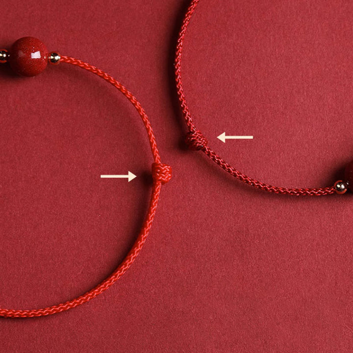 Pulsera tobillera con cuentas de cinabrio de la suerte naturales con Buddha Stones