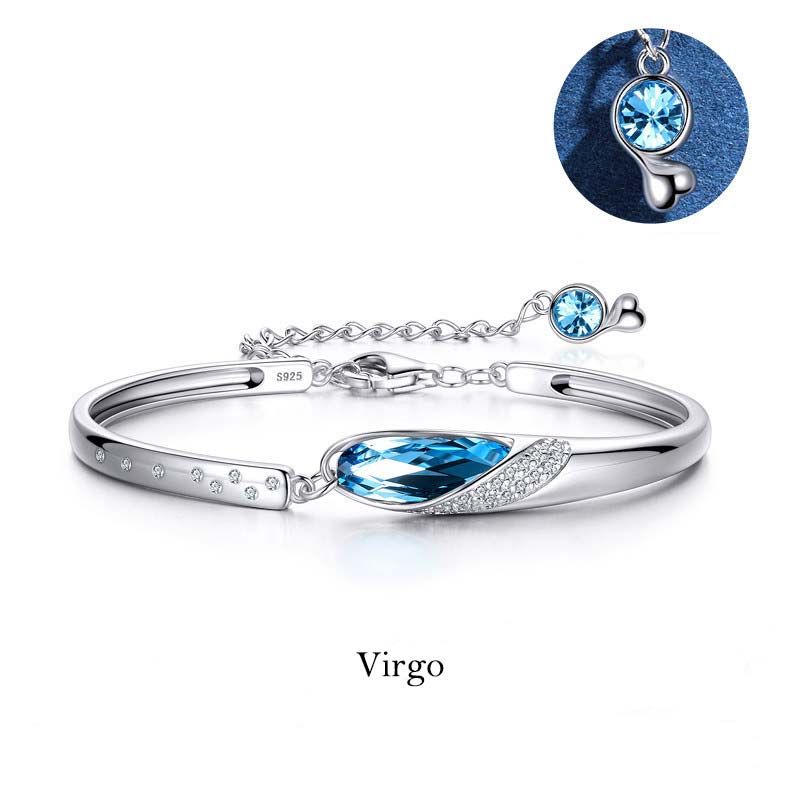Pulsera con dijes de las 12 constelaciones del zodíaco de cobre bañado en plata 925 con Buddha Stones