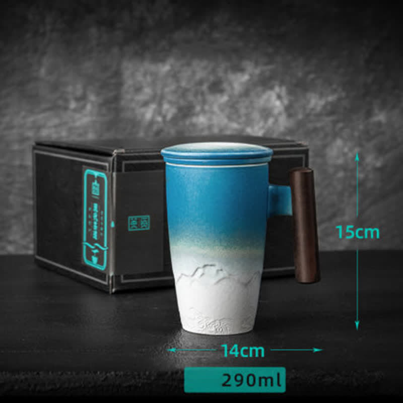 Tazas de té de cerámica vintage con diseño de Buddha Stones y piedras de montaña y mar