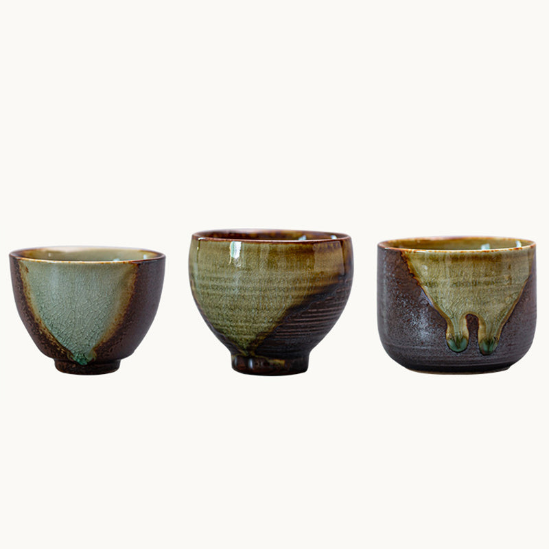 Taza de té de cerámica con cambio de horno marrón Retro con Buddha Stones, taza de té de Kung Fu