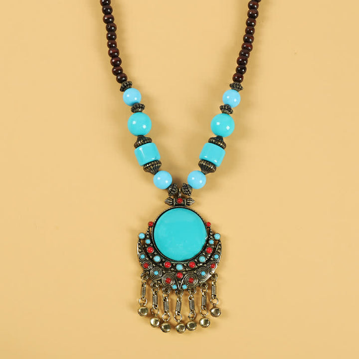 Accesorios para el cabello con borlas y cuentas retro tibetanas - Sol Luna-Azul - image 5
